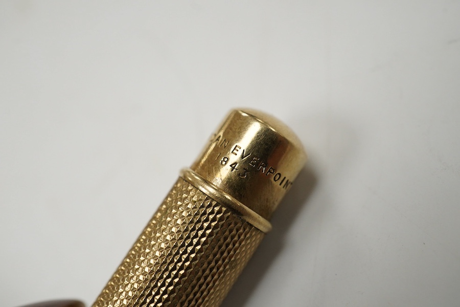 A George V 9ct gold cased propelling pencil by Sampson Mordan & Co, London, 1928. Condition - fair to good